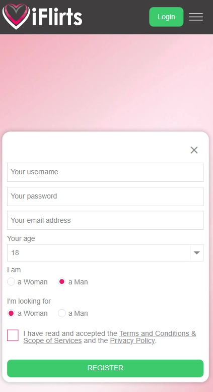 register with email on iflirts